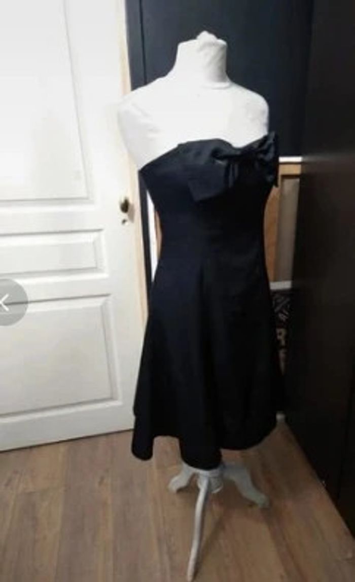 Robe cocktail bustier ou bretelles noires rétro noire t 40 - photo numéro 3