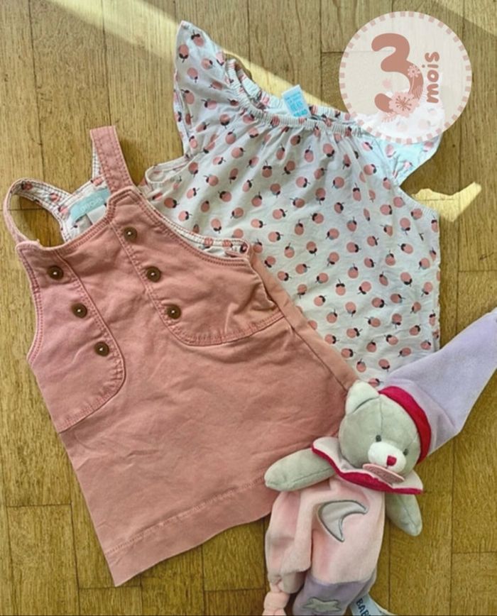 Ensemble Obaïbi : Robe en jean et haut (Taille 3 mois)