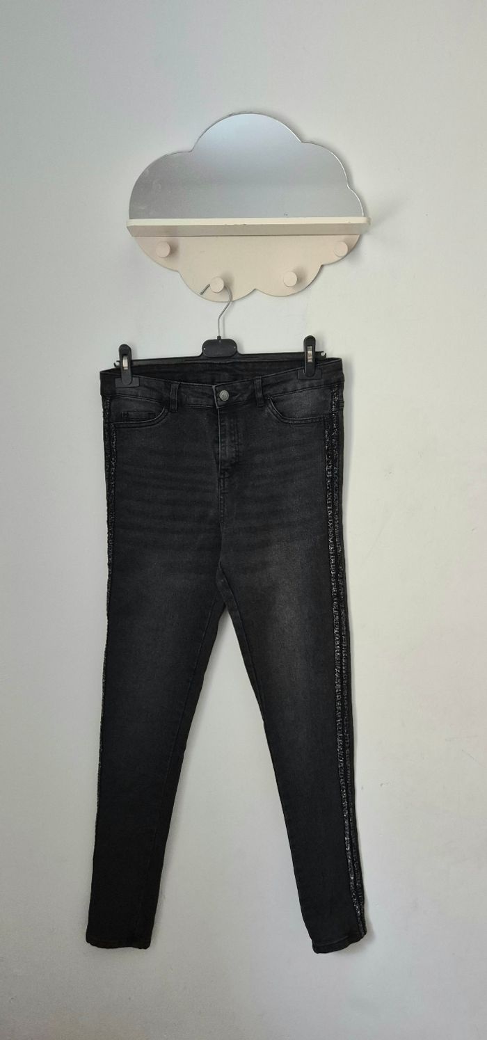 Jeans skinny avec bandes pailletées * 9th Avenue *