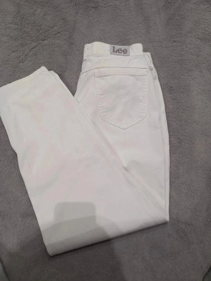 Jean Lee Blanc en coton coupe droite