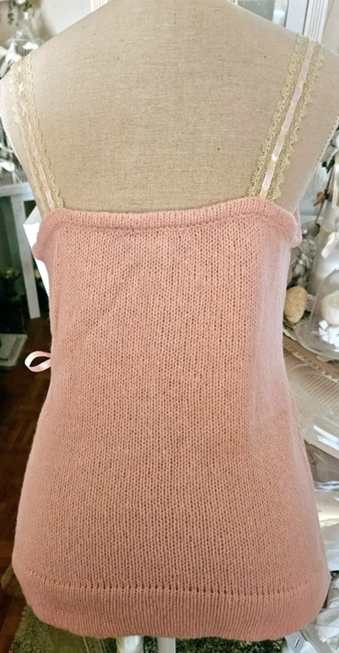 Haut top pull rose ruban dentelle La Redoute Taille 42/44 (40) Neuf - photo numéro 5