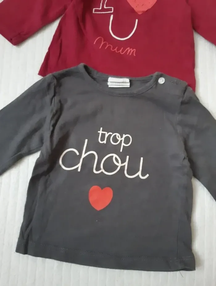 Lot de 2 tee-shirts manches longues 3 mois - photo numéro 2