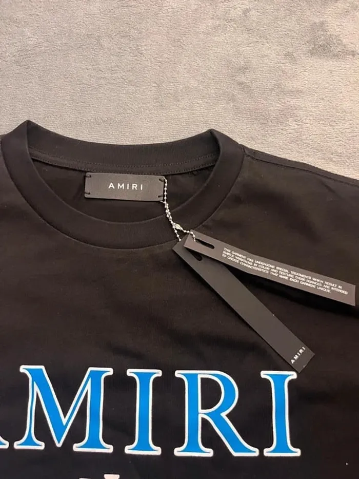 T-shirt Amiri Crewneck – Noir – Big Logo Bleu – Taille L - photo numéro 4