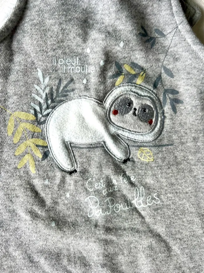 Ensemble Petit Béguin – 12 mois 74 cm - salopette paresseux + tee-shirt manches longues - photo numéro 2