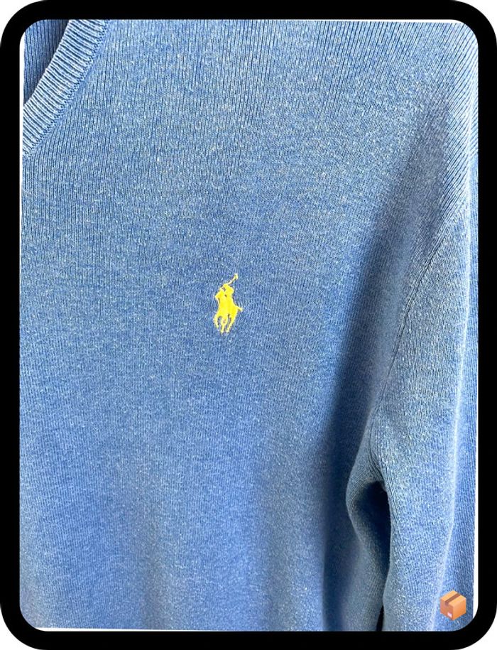 👕 Pull Ralph Lauren – Taille S – Bleu – Logo cavalier jaune - photo numéro 3