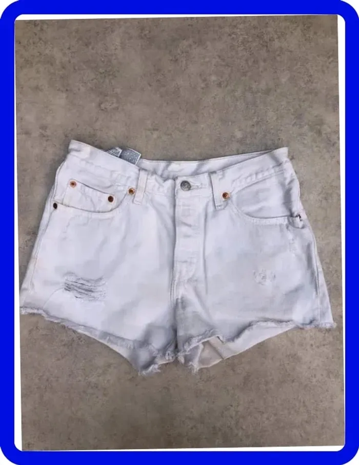 Short Levi's 501 W36 FR46 Blanc Femme Women #SHO1 - photo numéro 2