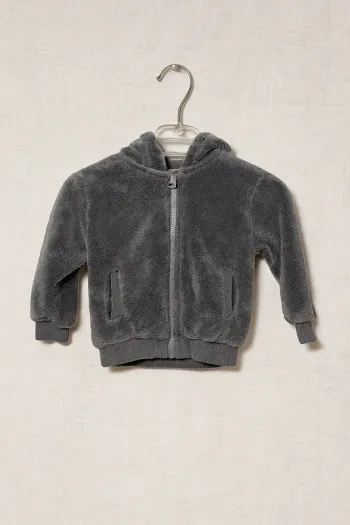 💚Veste polaire bébé gris anthracite – douce et chaude – 12 mois