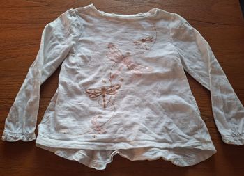 Haut manches longues fille blanc avec motifs libellules ✨