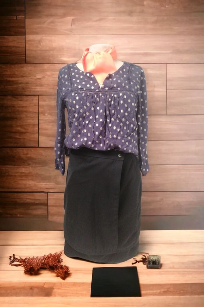 Très belle blouse manche 3/4 petits pois