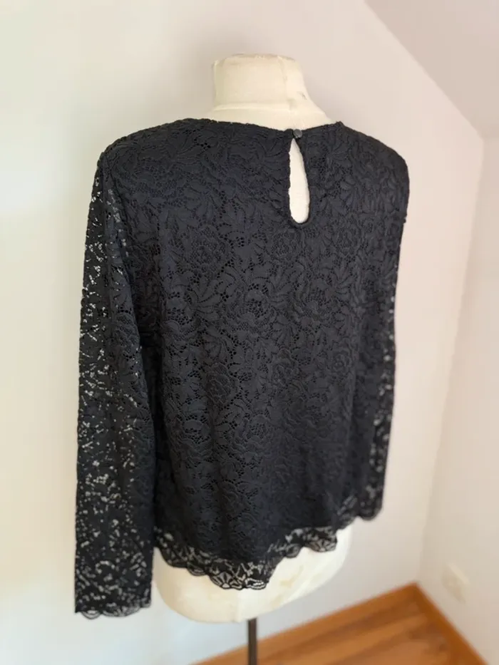 superbe blouse en dentelle noire Camaïeu 42 XL - photo numéro 7