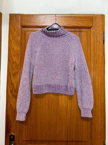 Pull col roulé violet