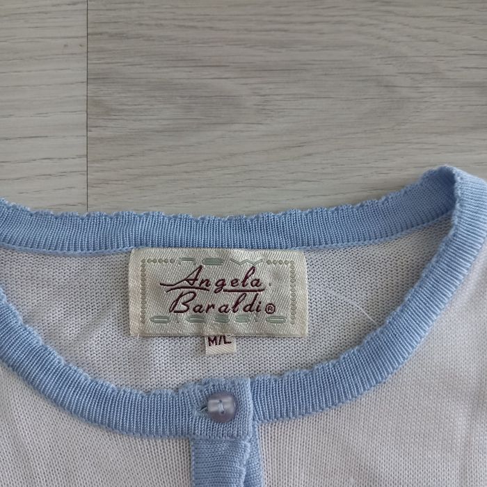 Gilet femme blanc et bleu Angela Baraldi taille M - photo numéro 2