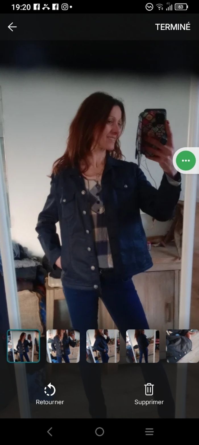 Veste femme 40 aspect huilé bleu marine Scottage c73