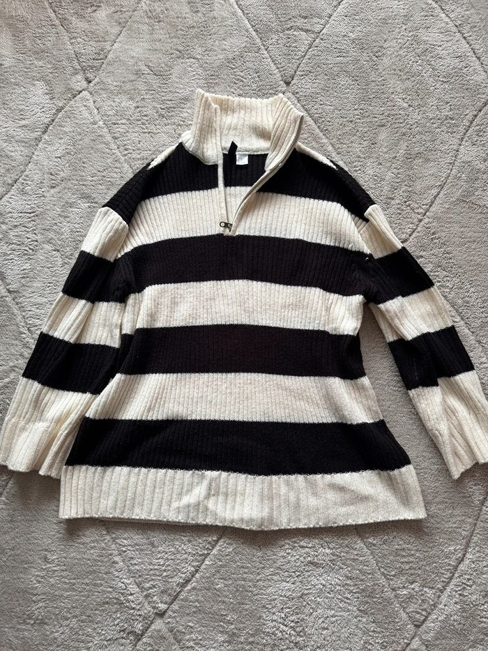 Strickpullover Reisverschluss gestreift