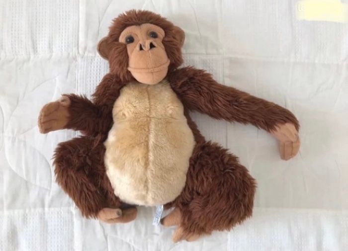 Grande peluche 40 centimètres gorille / singe assis marron et beige Vintage - photo numéro 6