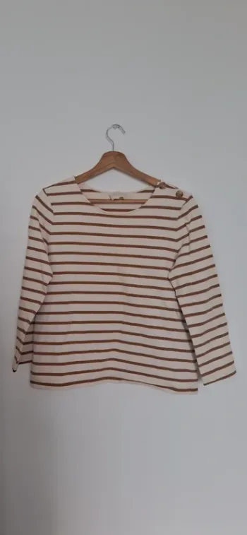🤎 Marinière Colette Sézane – Beige & camel – Taille 38 – État neuf