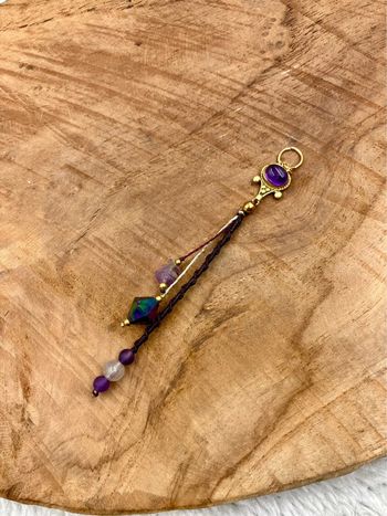 Bijou de cheveux, tresse/dread, macramé pierre Amétrine
