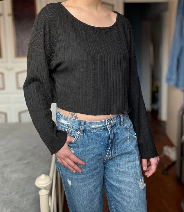 Top court longue manches noir shein taille M très bon état