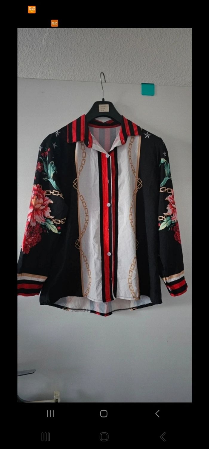 Jolie chemise inspi chaîne fleurs 40.42