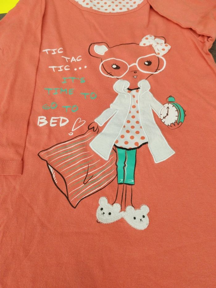 Chemise de nuit manches longues 6 ans fille Tissaia orange - photo numéro 2