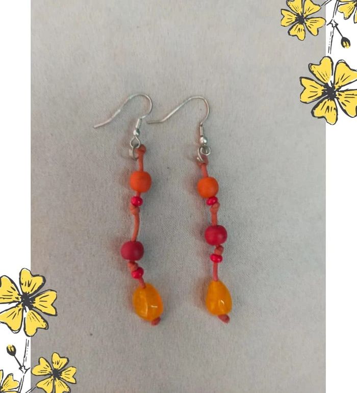 Boucles d’oreilles légères orange & rose – Fil coloré