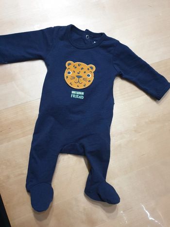 Pyjama dors bien bébé 1 mois bleu marine tigre
