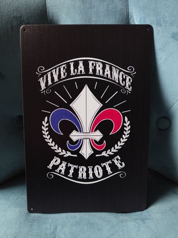 Plaque métal vive la france patriote neuve 20x30cm