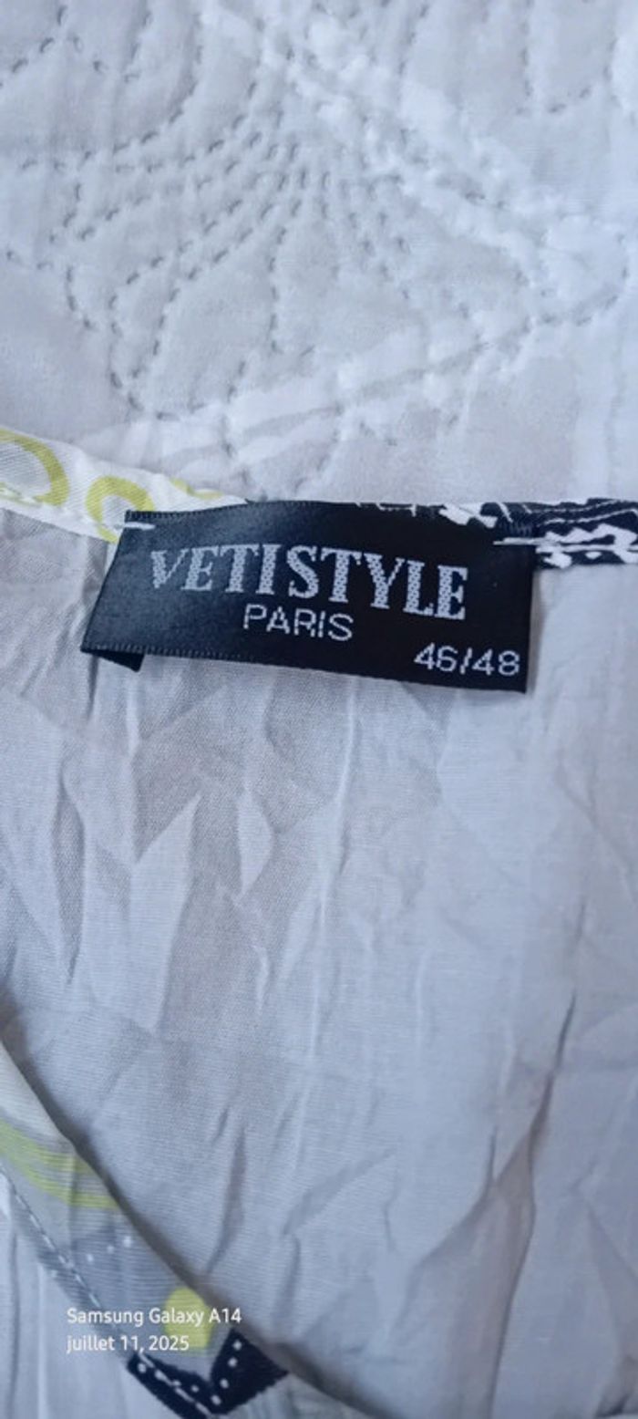 Robe tunique avec lien effet plissé motif floral gris femme 46/48 vetistyle - photo numéro 19