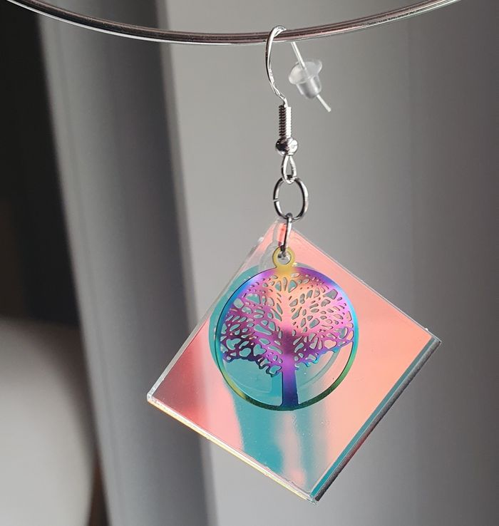 Boucles d'oreilles effet miroir arbre de vie - photo numéro 4