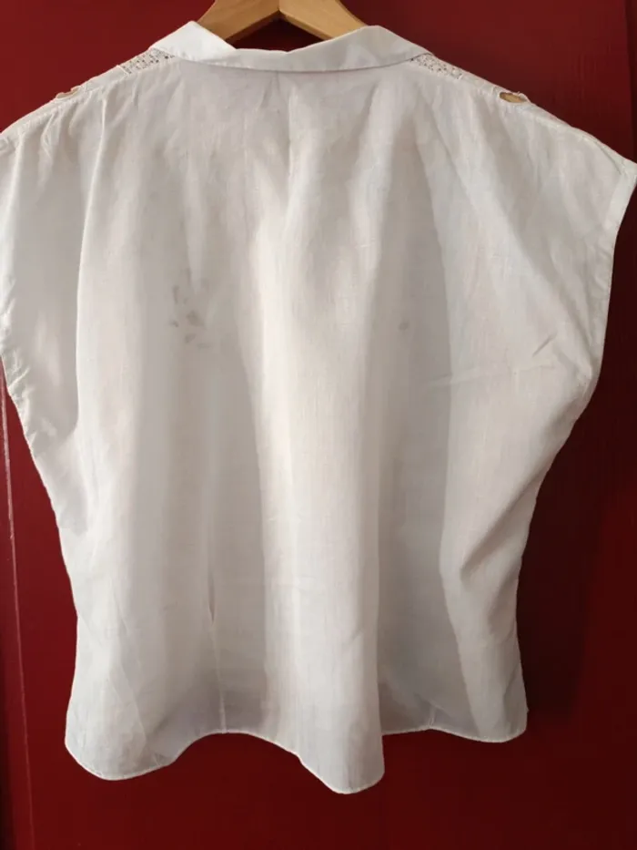 Blouse vintage broderie t.40 100% coton - photo numéro 4