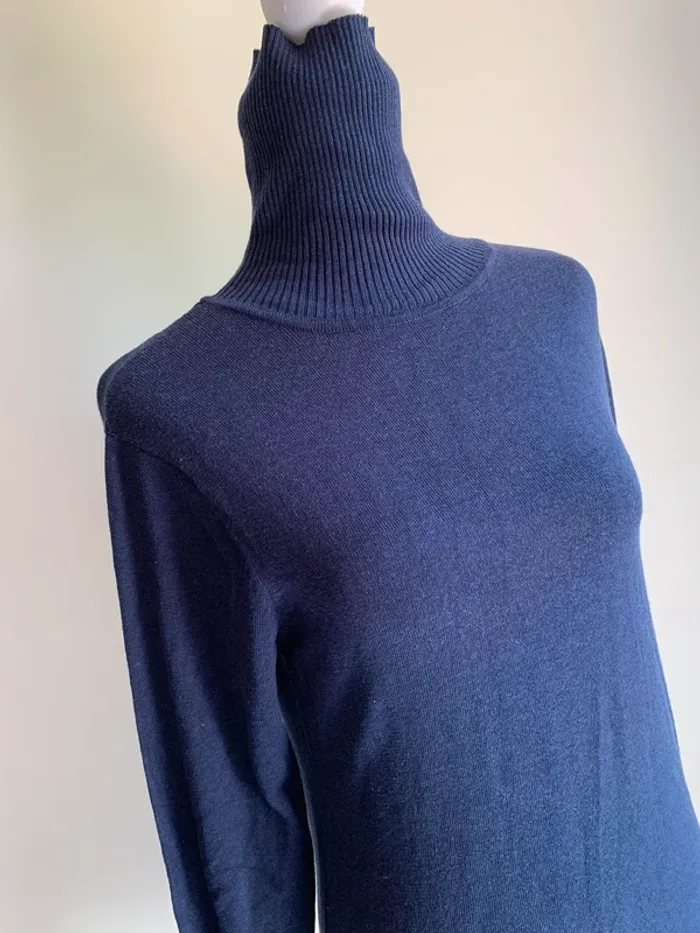 Pull col roulé côtelé bleu marine – Bel&Bo – Taille L - photo numéro 2