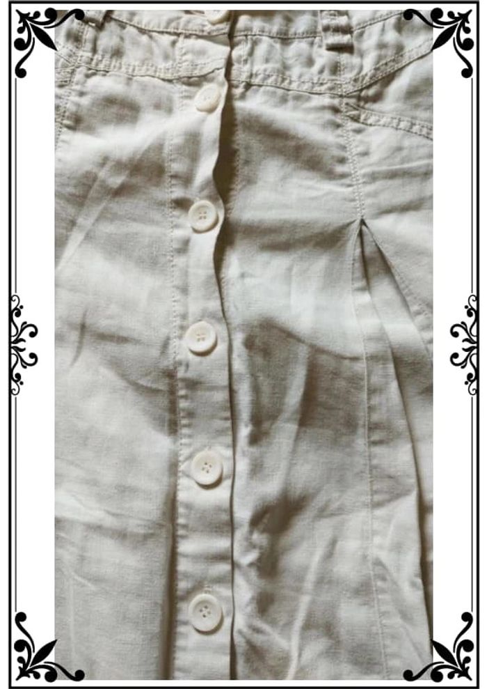 Jupe blanche et beige 100% lin taille S/36 - photo numéro 4