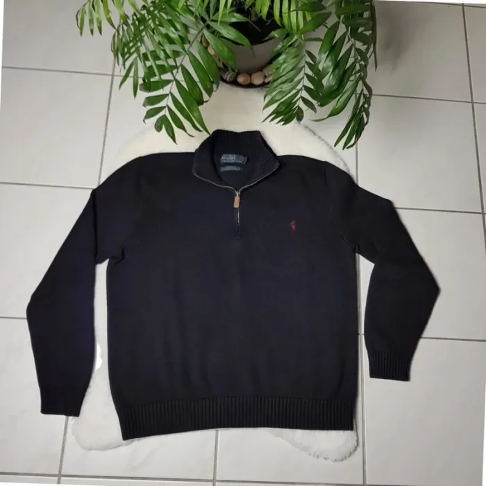 Pull Camionneur half demi zip Ralph Lauren XL Noir - photo numéro 2