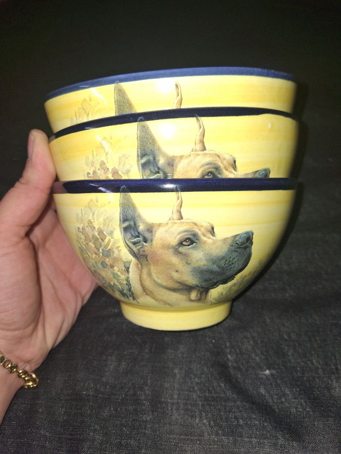 Lot 3 bols motif chien