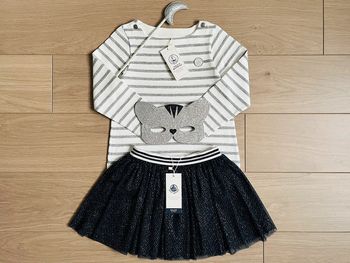 Marinière en jersey gris argent collection Noël Petit bateau T-5 ans
