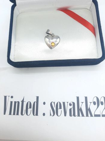 Pendentif cœur et pierre en argent