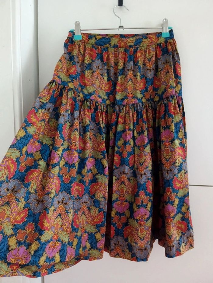 Jupe vintage multicolore en coton - photo numéro 4