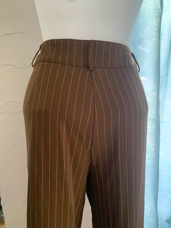Pantalon SHEIN taille 40 jambe large rayé marron - photo numéro 6