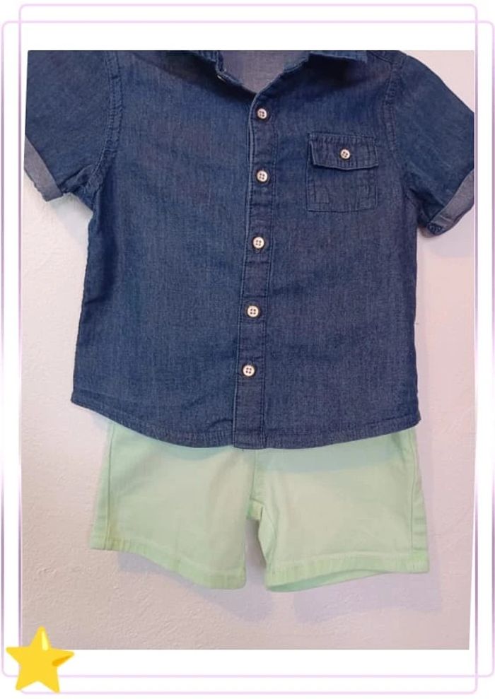 Tenue été short Z chemise jean Kiabi 18 mois - photo numéro 4