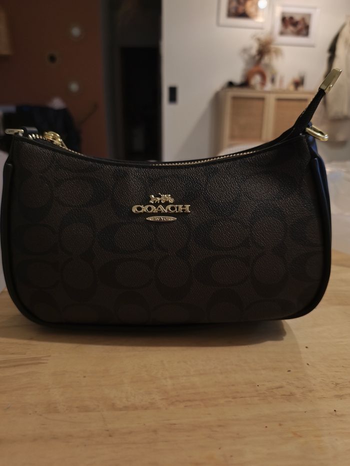 Sac Coach Signature Marron Noir Neuf – Bandoulière Cuir & Logo Doré
