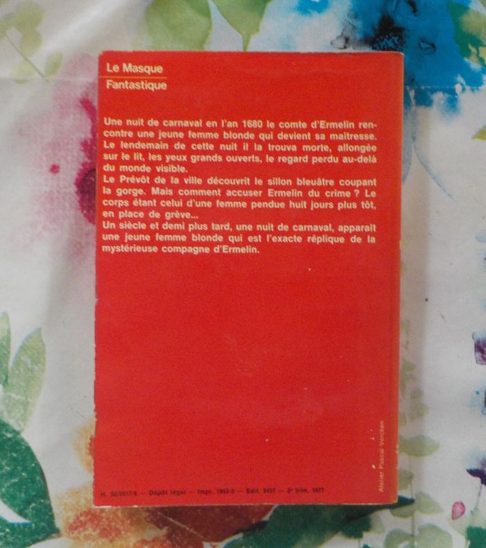 Le Masque des regrets de Kurt Steiner Ed. Le Masque Fantastique - photo numéro 3