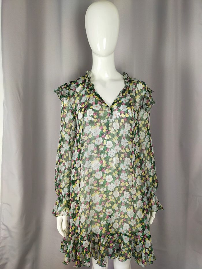 Robe fleurie Maje – Taille 1 – Voile fluide et dorures - photo numéro 10