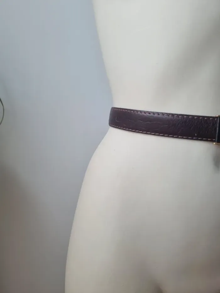 Ceinture en cuir marron et dore vintage - photo numéro 8