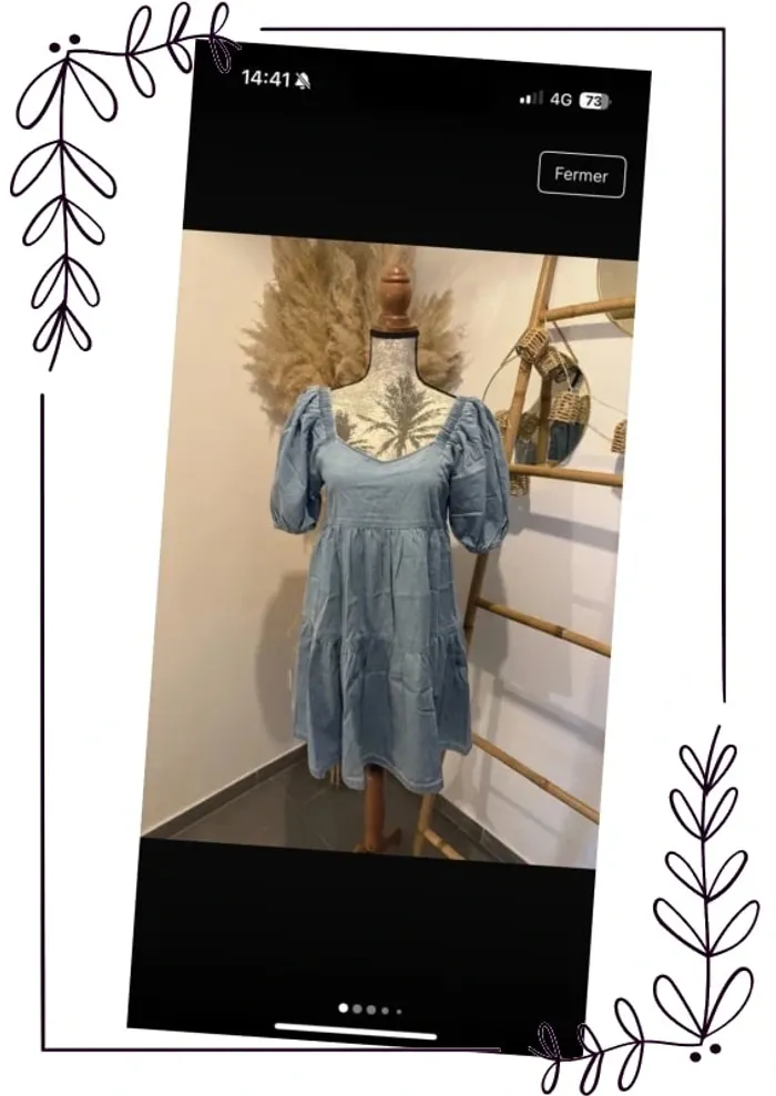 Robe en jean évasée neuve manches ballons