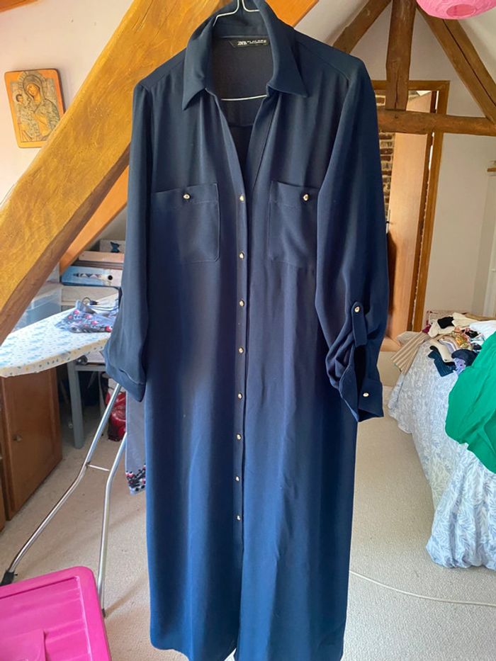 Longue robe chemise Zara bleue marine L Zara Beebs by Kiabi - Main Image