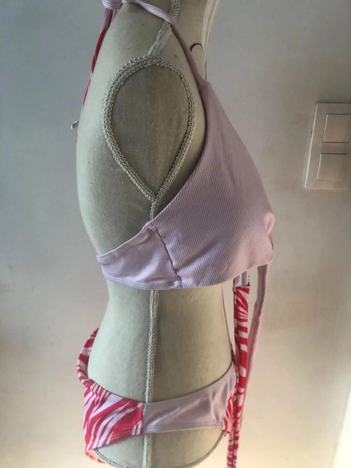 Sublime bikini zébré rose taille l shein très bon état - photo numéro 4