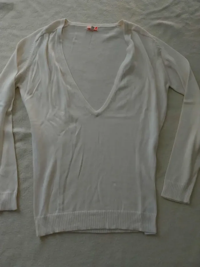 Pull blanc cassé grand col TM - photo numéro 5