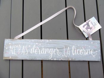 Plaque décorative ne pas déranger la licorne