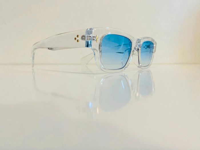 Lunette de soleil mixte transparente verres bleus dégradés transparents UV protection catégorie 1 - photo numéro 7