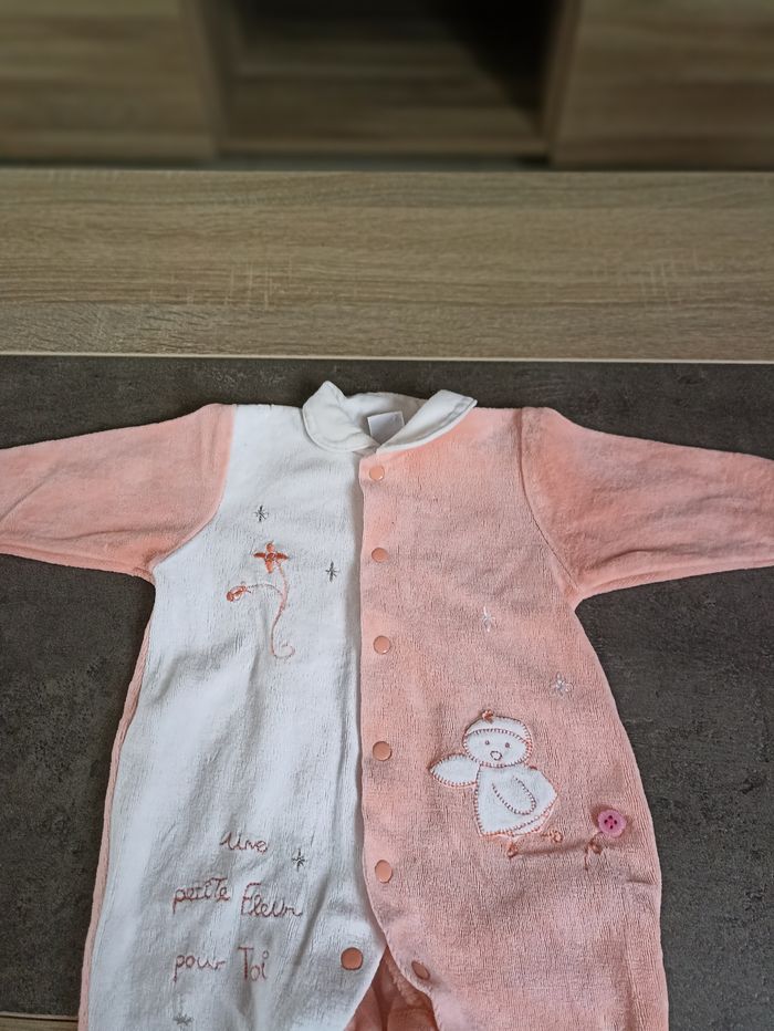 Pyjama en velours blanc et orange - photo numéro 2